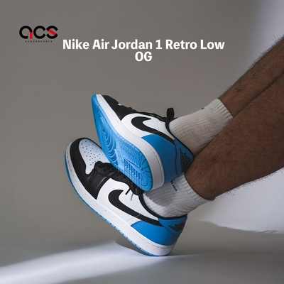 Nike 休閒鞋Air Jordan 1 Retro Low OG UNC 黑白藍AJ1 1代男鞋CZ0790