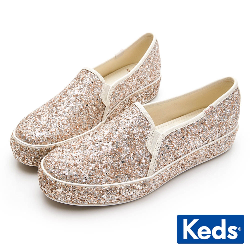 Keds x kate spade TRIPLE 婚禮璀璨厚底休閒便鞋-玫瑰金