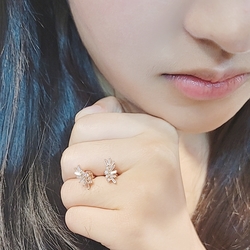 【焦糖小姐 Ms caramelo】925純銀鍍18K玫瑰金 鋯石耳環