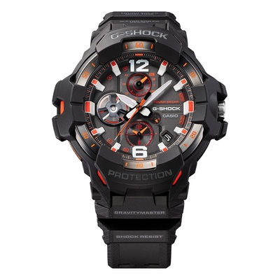 CASIO卡西歐 G-SHOCK 藍牙 飛行錶 碳纖維防護 橘紅 GR-B300-1A4_54.7mm