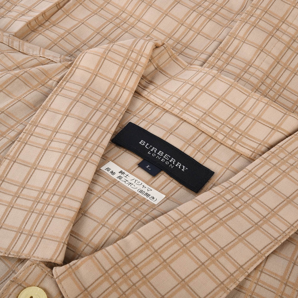 BURBERRY 經典格紋襯衫純棉男裝休閒家居服套組-淺卡其色| 精品服飾