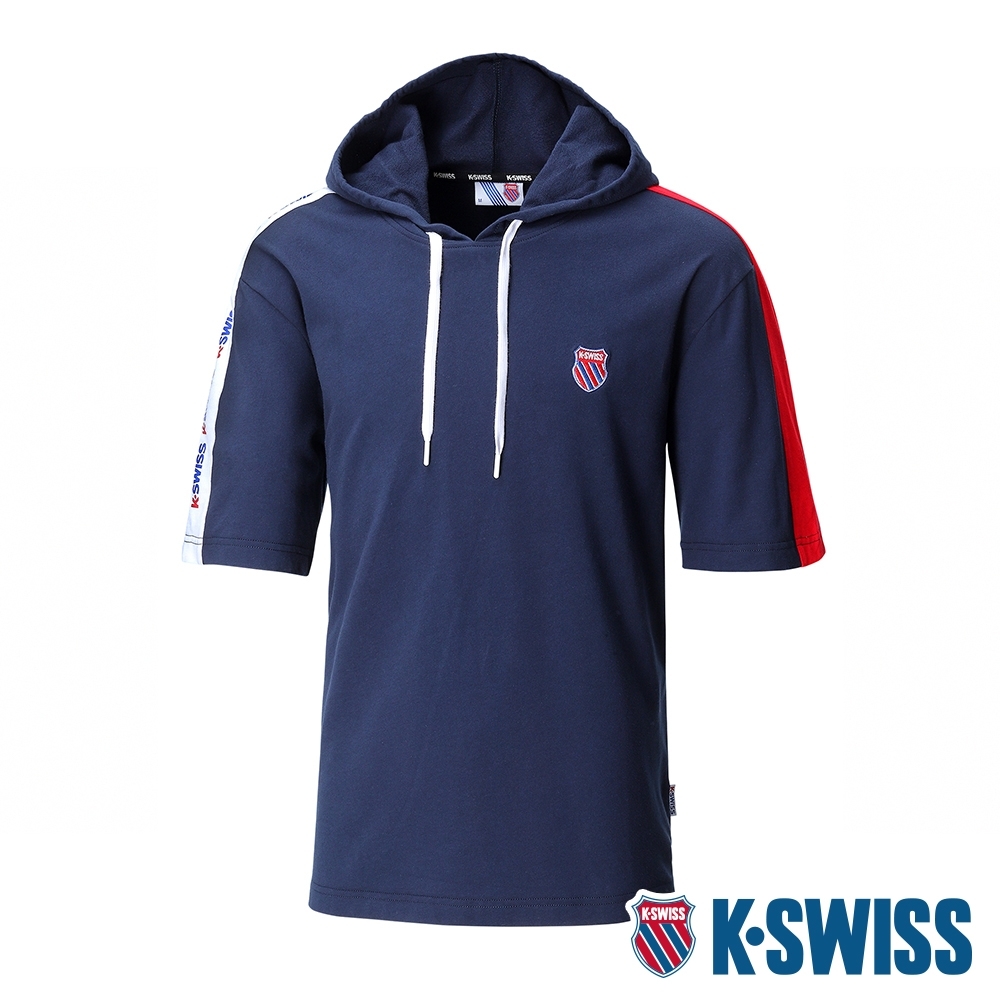 K-SWISS Loose Fit Hoodie短袖連帽上衣-男-藍