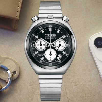 CITIZEN星辰 Chronograph系列 牛頭錶 熊貓計時腕錶 母親節 禮物 38mm / AN3660-81E