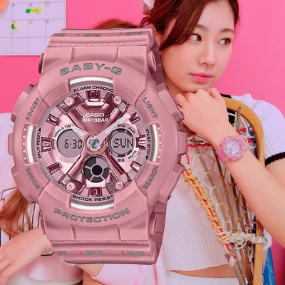 CASIO 卡西歐 BABY-G 青春格紋雙顯腕錶 母親節 禮物 43.3mm / BA-130SP-4A