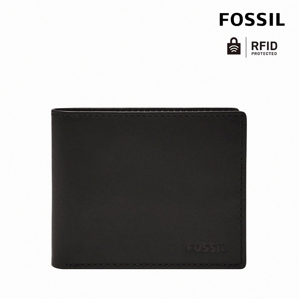 FOSSIL Derrick 真皮帶翻轉證件格RFID皮夾-黑色 ML3681001