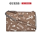 【GUESS】個性塗鴉跳色多層鍊條肩背包-咖啡 product thumbnail 1