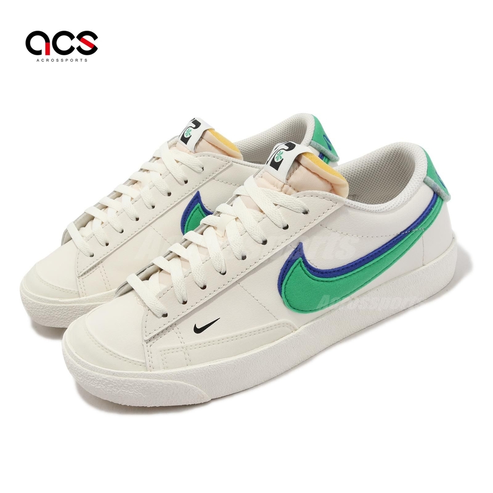 Nike 休閒鞋 Blazer Low 77 SE 男鞋 白 綠 藍 雙勾 解構 低筒 DO9777-001