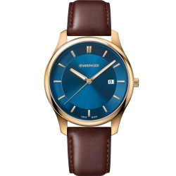 WENGER City 城市經典簡約紳士錶(01.1441.119)藍/43mm