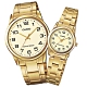 CASIO 卡西歐 復古時尚 數字刻度 不鏽鋼手錶 情侶對錶-金色/38mm+25mm product thumbnail 1