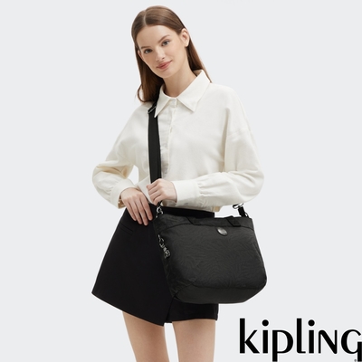 Kipling 經典深黑提花手提大開口托特包-COLISSA S