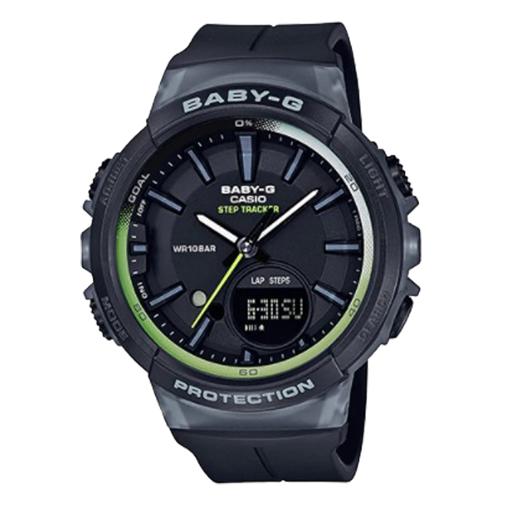 BABY-G 熱愛運動女性配備計步設計閒錶(BGS-100-1A)黑色42.6mm