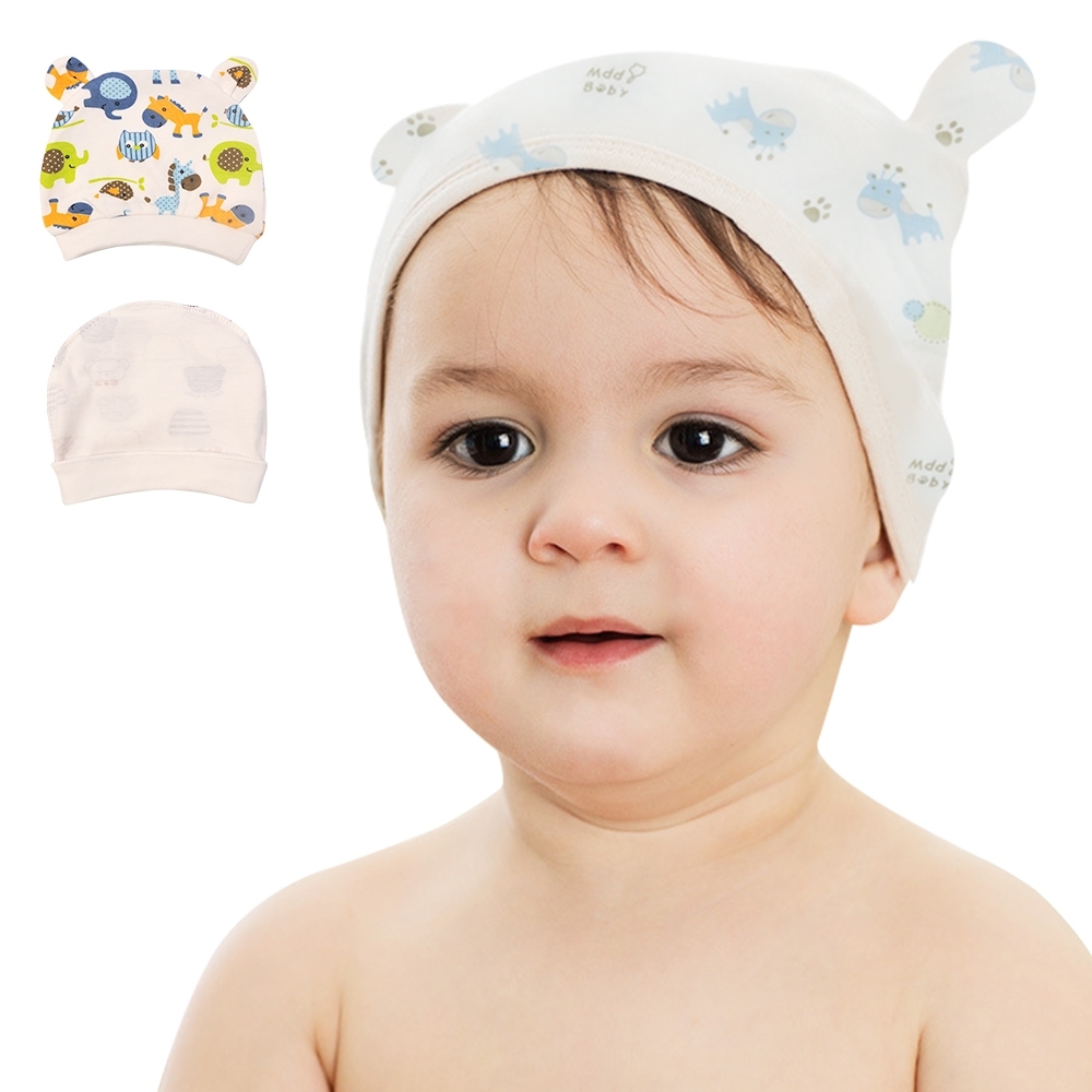colorland【8入】新生兒帽子 熊熊耳朵嬰兒帽 胎帽