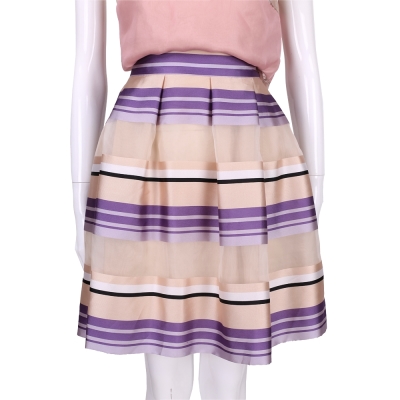 ALBERTA FERRETTI 紫x裸條紋拼接及膝裙