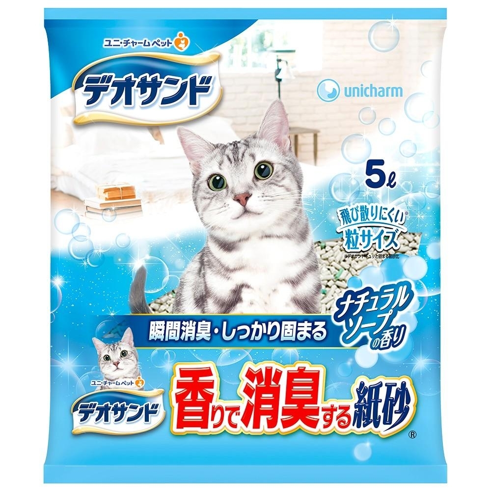 【6入組】日本Unicharm Pet消臭大師-強力消臭紙砂系列(3種香味) 5L
