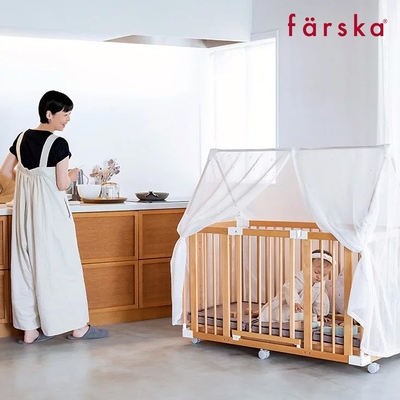 【farska】童趣森林5合1嬰兒大床 long /嬰兒床 /圍欄/畫桌/沙發/書桌/蚊帳/櫸木/抽屜