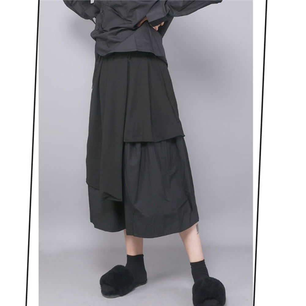 設計所在Style-原創設計小眾款顯瘦黑色寬鬆中長裙