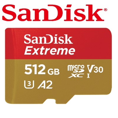 SanDisk 512GB Extreme U3 microSDXC V30 A2 記憶卡