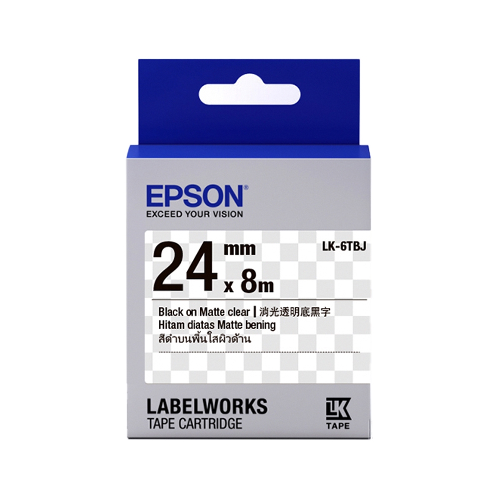 EPSON LK-6TBJ 消光霧面透明底黑字 標籤帶 24mm