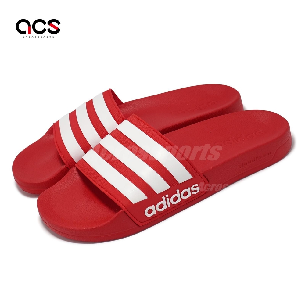 adidas 拖鞋 Adilette Shower 男鞋 女鞋 紅 白 軟底 三條線 涼拖鞋 休閒鞋 愛迪達 GZ5923