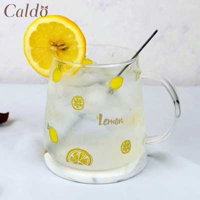 【Caldo卡朵生活】夏日檸檬耐熱玻璃馬克杯(快)