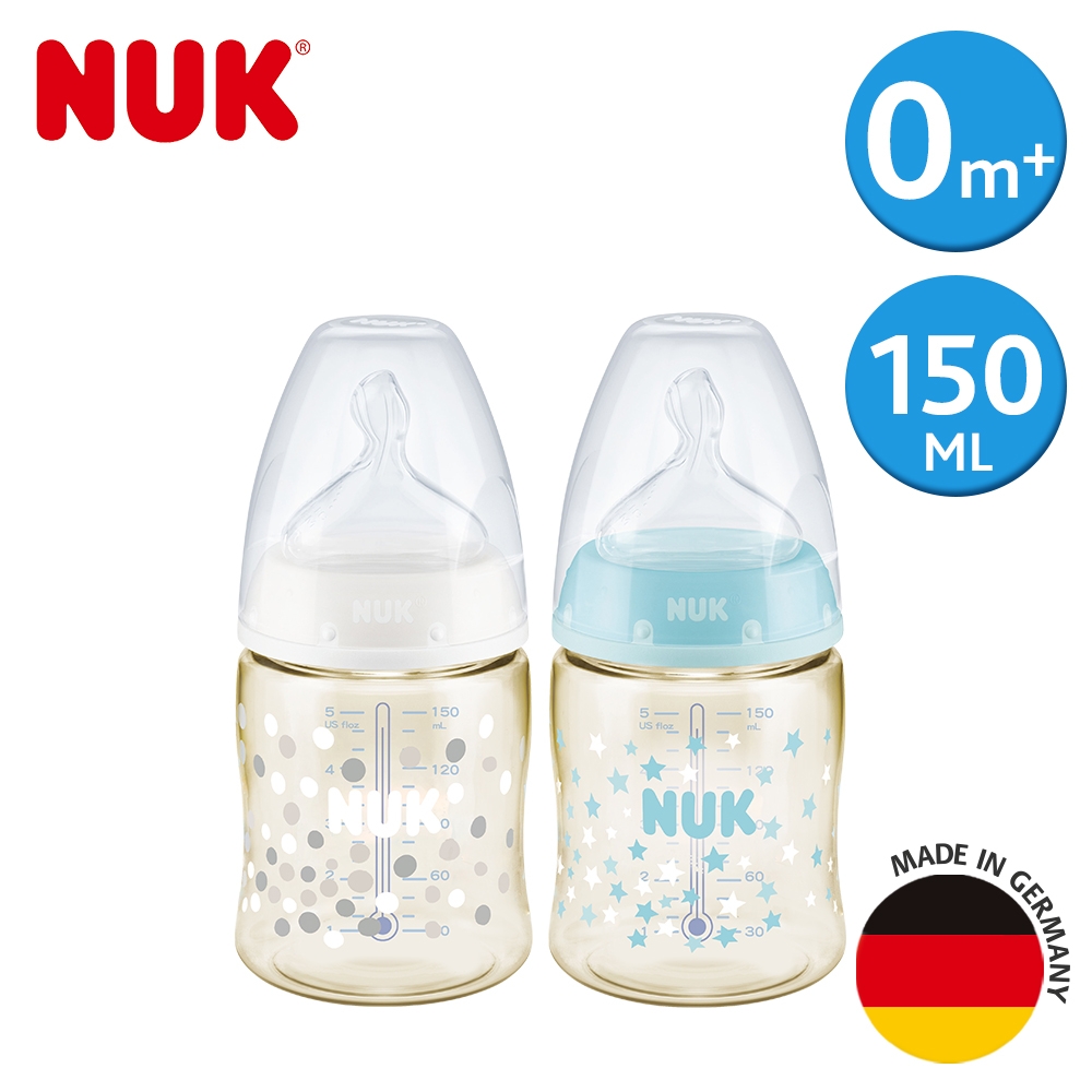德國NUK-寬口徑PPSU感溫奶瓶150ml-顏色隨機出貨