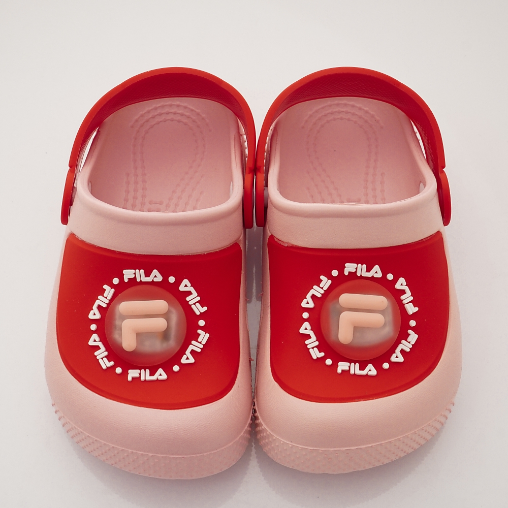FILA頂級童鞋-台灣製超輕量護趾電燈涼鞋款-855W粉(中小童段)