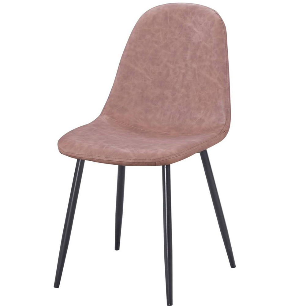 【AT HOME】現代輕工業風鐵藝棕皮餐椅/休閒椅(42*55*86cm)艾蜜拉