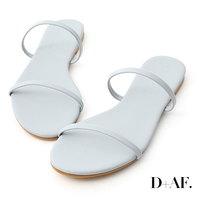 D AF 清涼夏日．二條細帶平底涼拖鞋＊藍