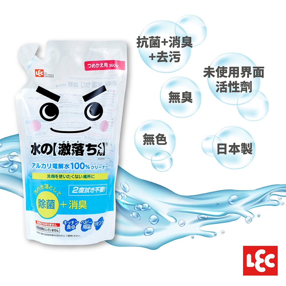 日本LEC-【激落君】鹼性電解水去污噴劑補充包360ml(日本製)