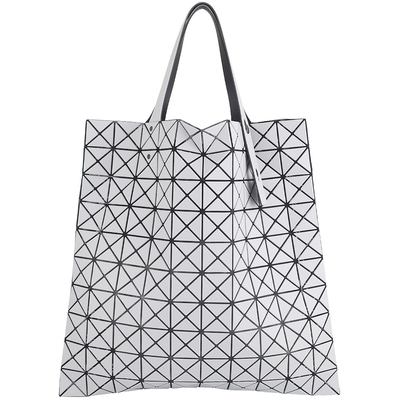 ISSEY MIYAKE 三宅一生 BAOBAO 白灰色霧面三角格10x10肩背/手提包