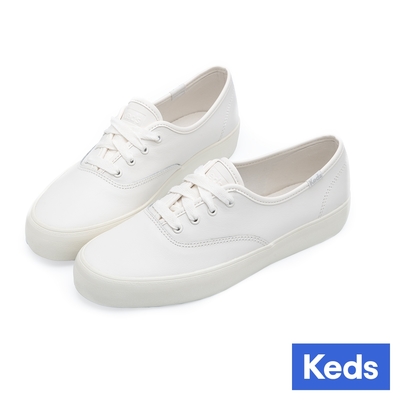 Keds CHAMPION GN 經典寬楦舒適真皮休閒小白鞋 9241W110101