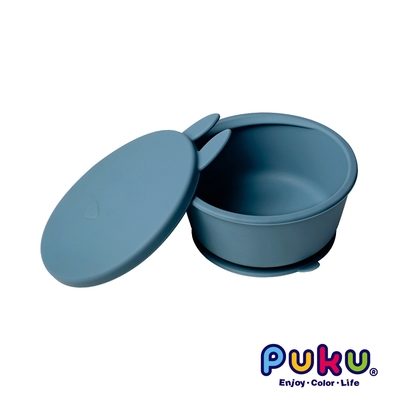 【PUKU藍色企鵝】鉑金矽膠附蓋吸盤碗(三色)