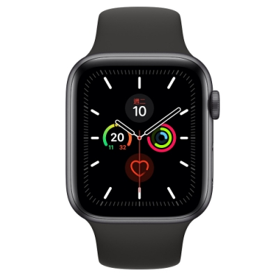 Apple Watch Series 5(GPS) 44mm太空灰鋁金屬錶殼+黑色運動錶帶