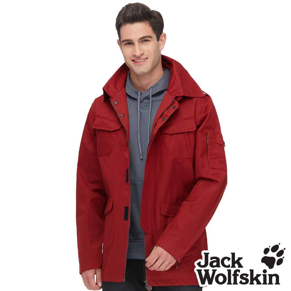 【Jack Wolfskin 飛狼】男 Sympatex 防風防水透氣外套 長版 單件式『紅色』