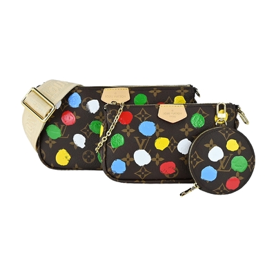 Louis Vuitton LV x YK Infinity Dots 圓點印花混合式斜背包(卡其)M46385