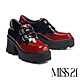 厚底鞋 MISS 21 迷幻華麗雙帶釦大方頭鋸齒高跟厚底鞋- 紅 product thumbnail 1