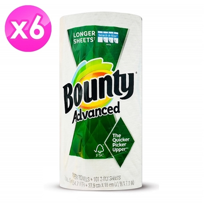 美國bounty廚房紙巾-隨意撕101張/捲-6入組