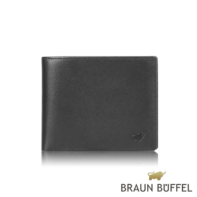 【BRAUN BUFFEL 德國小金牛】台灣總代理 路西奧 4卡零錢袋皮夾-黑色/BF399-315-BK