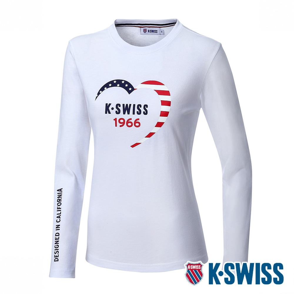 K-SWISS Sweet Heart Tee長袖T恤-女-白