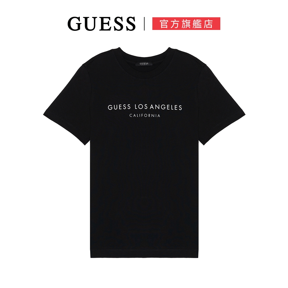 【GUESS】簡約洛杉磯字母款短T-四色可選 (黑)