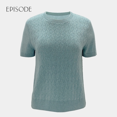 EPISODE - 簡約百搭柔軟羊絨混紡短袖編織針織衫 114451（綠）