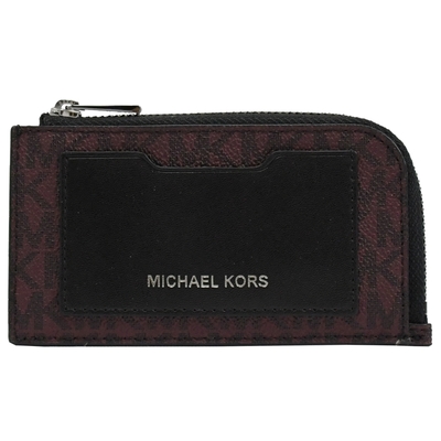 MICHAEL KORS GIFTING多卡L型拉鍊零錢包(酒紅/黑)