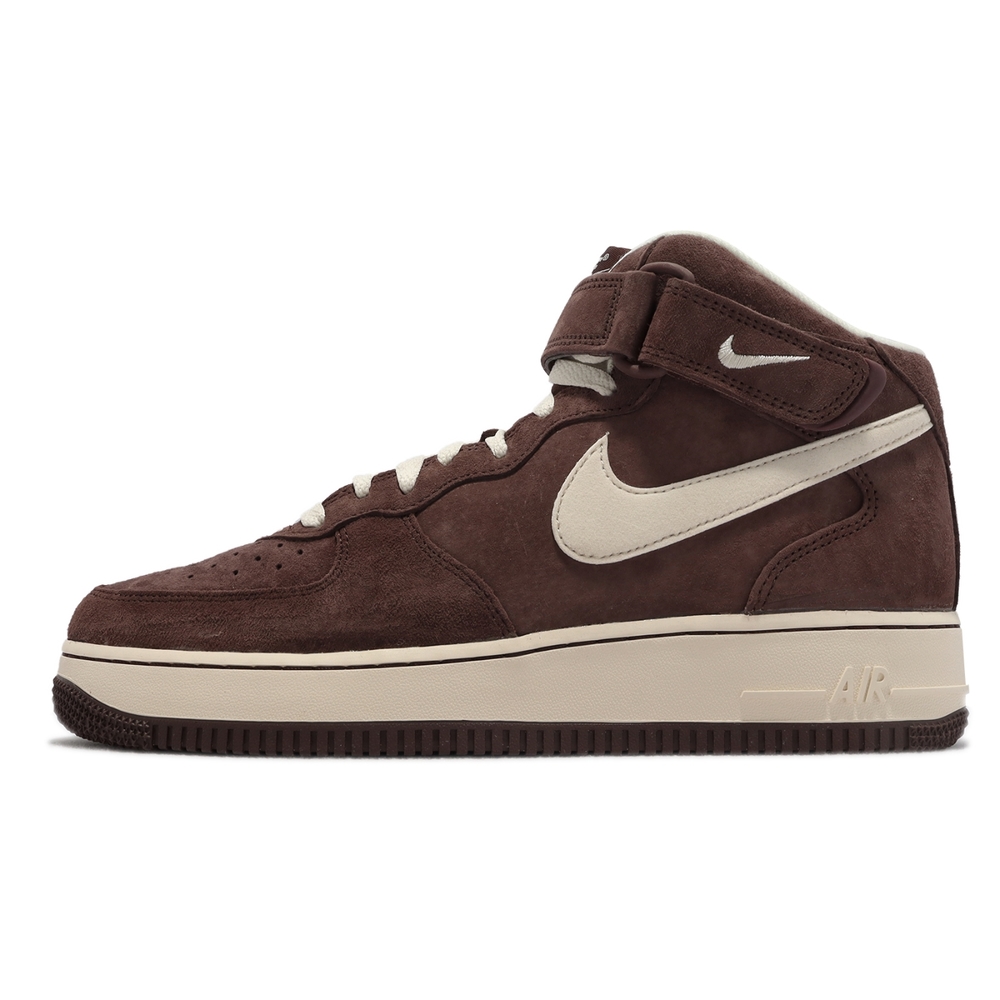 Nike 休閒鞋Air Force 1 Mid 07 QS 男鞋女鞋巧克力咖啡色AF1 高筒麂皮