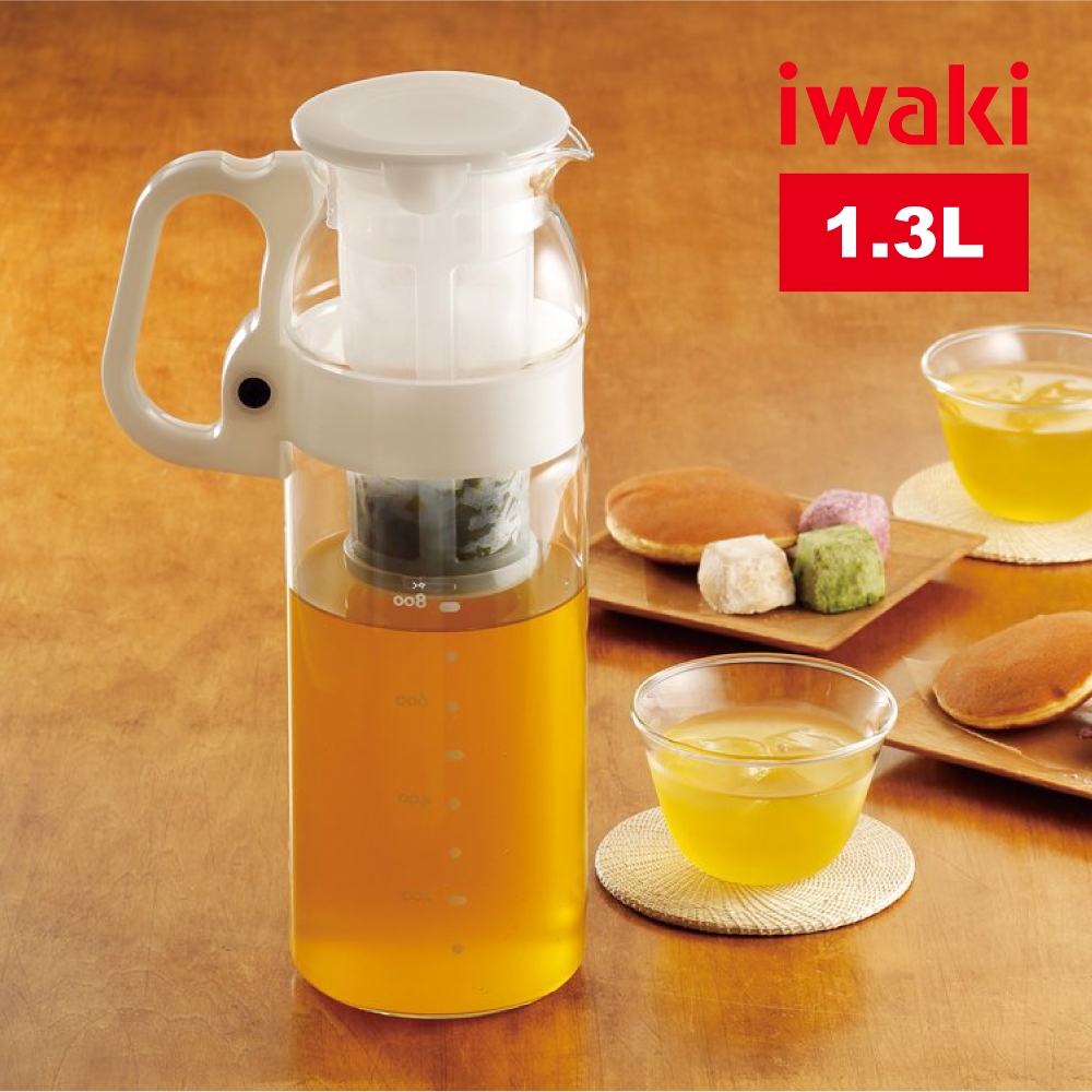 【iwaki】耐熱玻璃冷水壺附濾網-1.3L