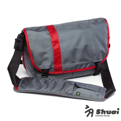 Shuai M1 Series Messenger 13 吋 信差風格電腦側背包 - 灰紅