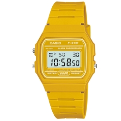 CASIO ASIO卡西歐 經典百搭繽紛色系簡約數位錶-黃色(F-91WC-9A)35mm
