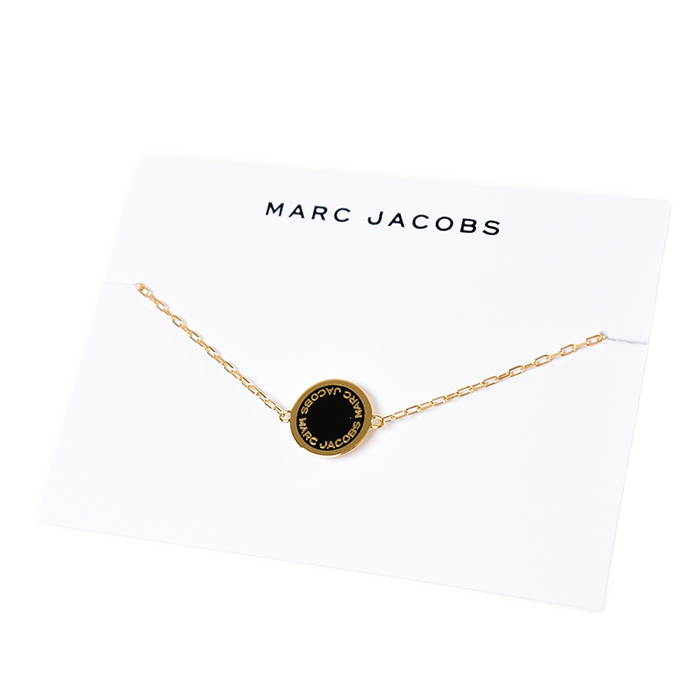 MARC JACOBS 圓牌LOGO琺瑯手鍊-黑色