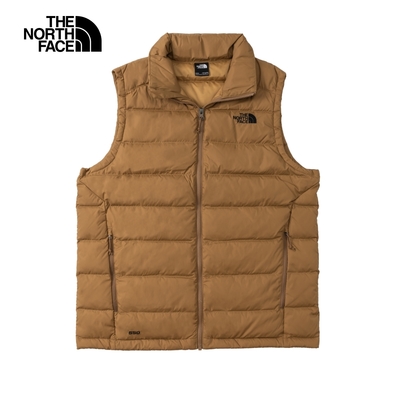 【The North Face 官方旗艦】北面男款棕色舒適保暖立領羽絨背心｜88R6173