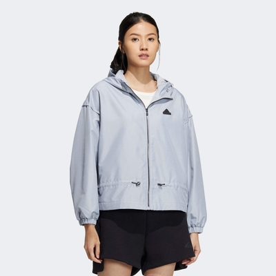 adidas 愛迪達 外套 女款 連帽運動外套 風衣外套 亞規 TECH WV JKT 灰 IZ3167