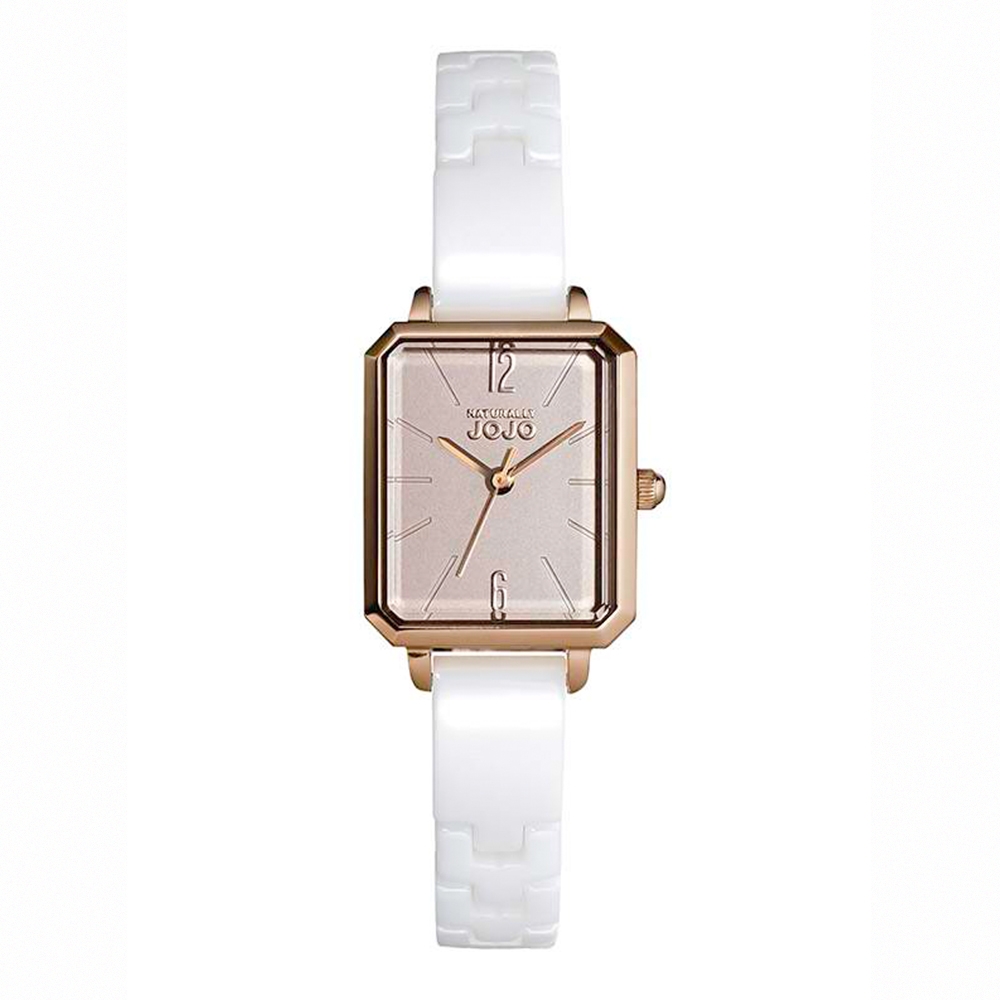 NATURALLY JOJO 優雅簡約方形都會陶瓷腕錶-JO96991-13R(粉色x玫瑰金/20mm)